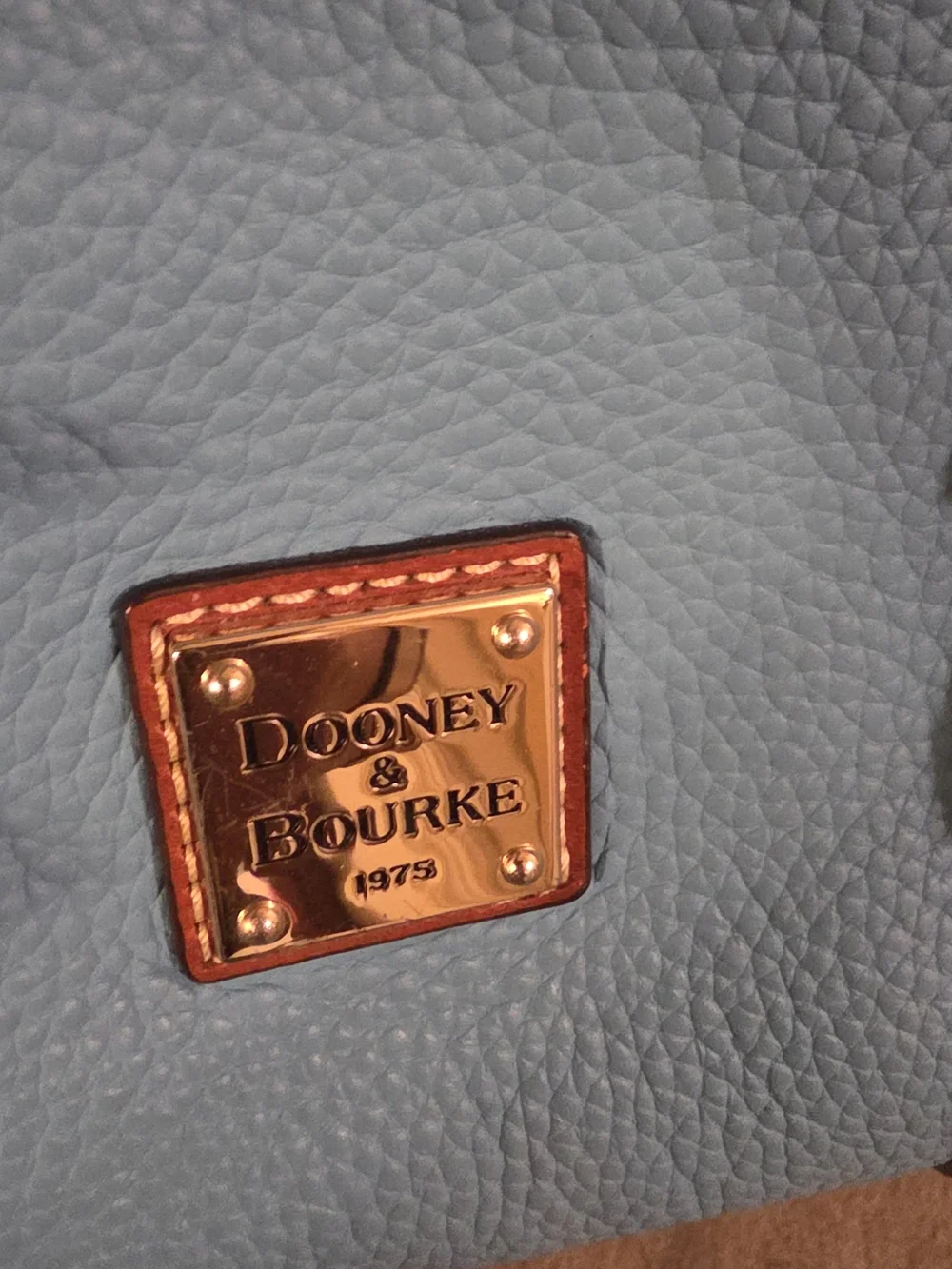 Dooney & Bourke Sky Blue Pebbled Leather Satchel with Brown Trim